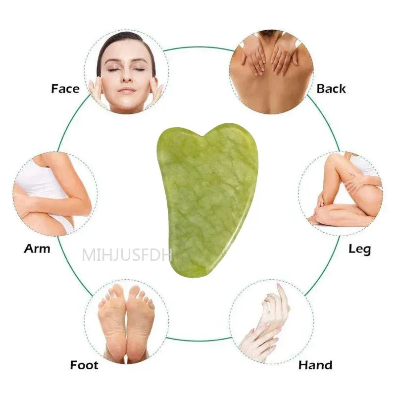 Double-End Gua Sha Jade Stone Roller Set