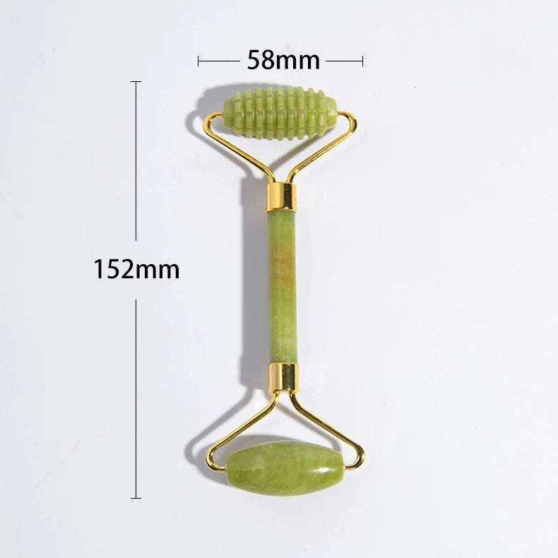 Double-End Gua Sha Jade Stone Roller Set