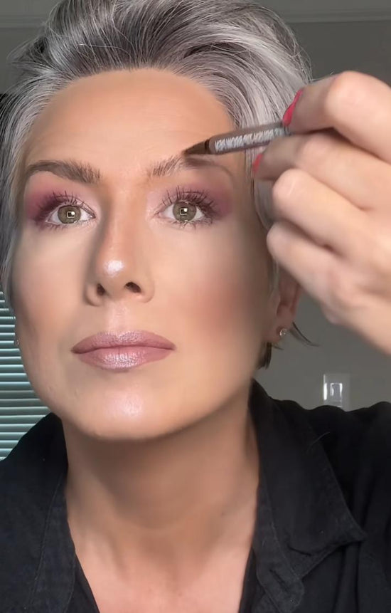 Mature customer eyebrow makeup result